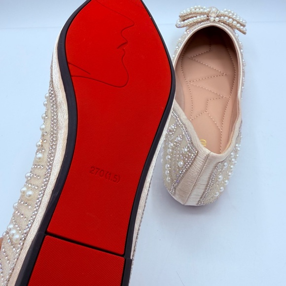 Women's Cream Pearl Embellished Flats - Picture 8 of 12